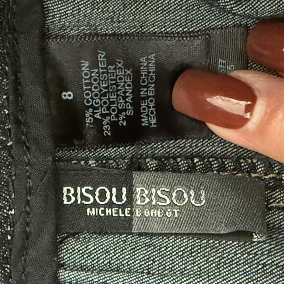 Women's Bisou Bisou Denim Blue Jean Paneled Zip Front Zip Pocket Skirt Size 8 - Picture 4 of 7